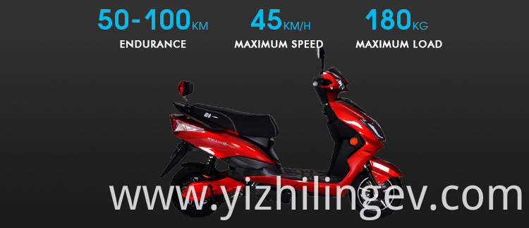 Fashion Fast Speed Design Durable Electric Motorcycle Scooter Adult Two-wheel Scooter Ce 200kg Disc Brake 800-1200w 180*50cm